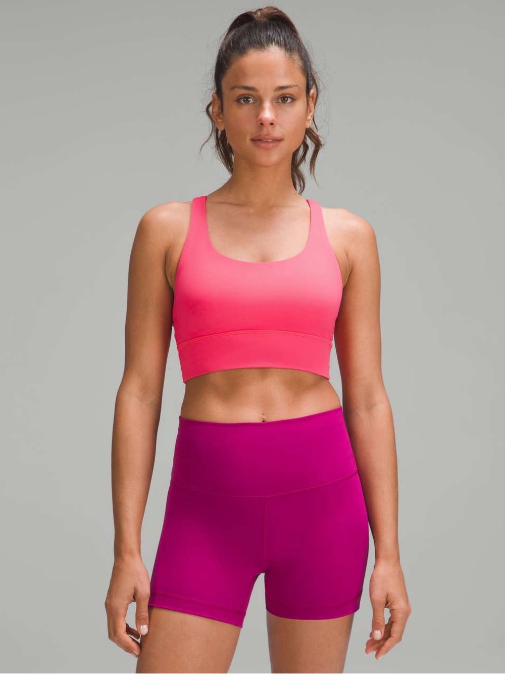 Lululemon Energy Longline Bra Lip Gloss Pink Size 6 Like New